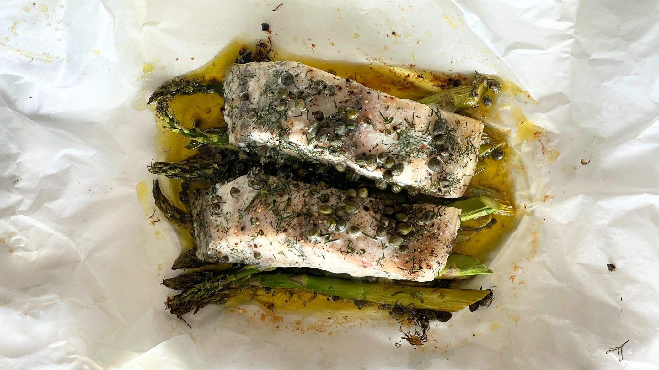 Oven Steamed Barramundi with Dill Caper Butter