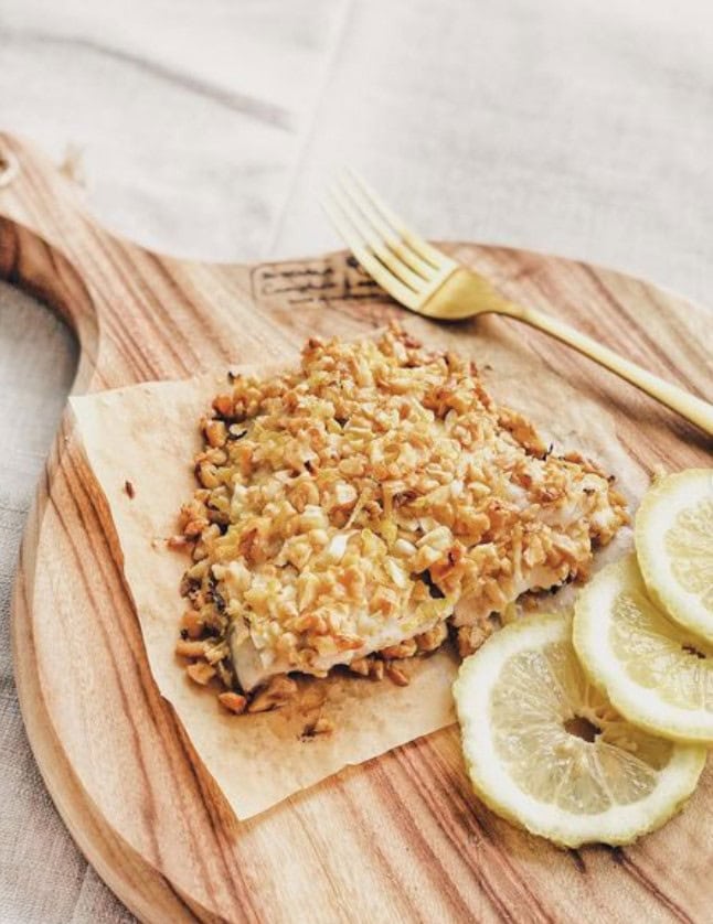 Lemon Butter Barramundi with a Walnut Crust