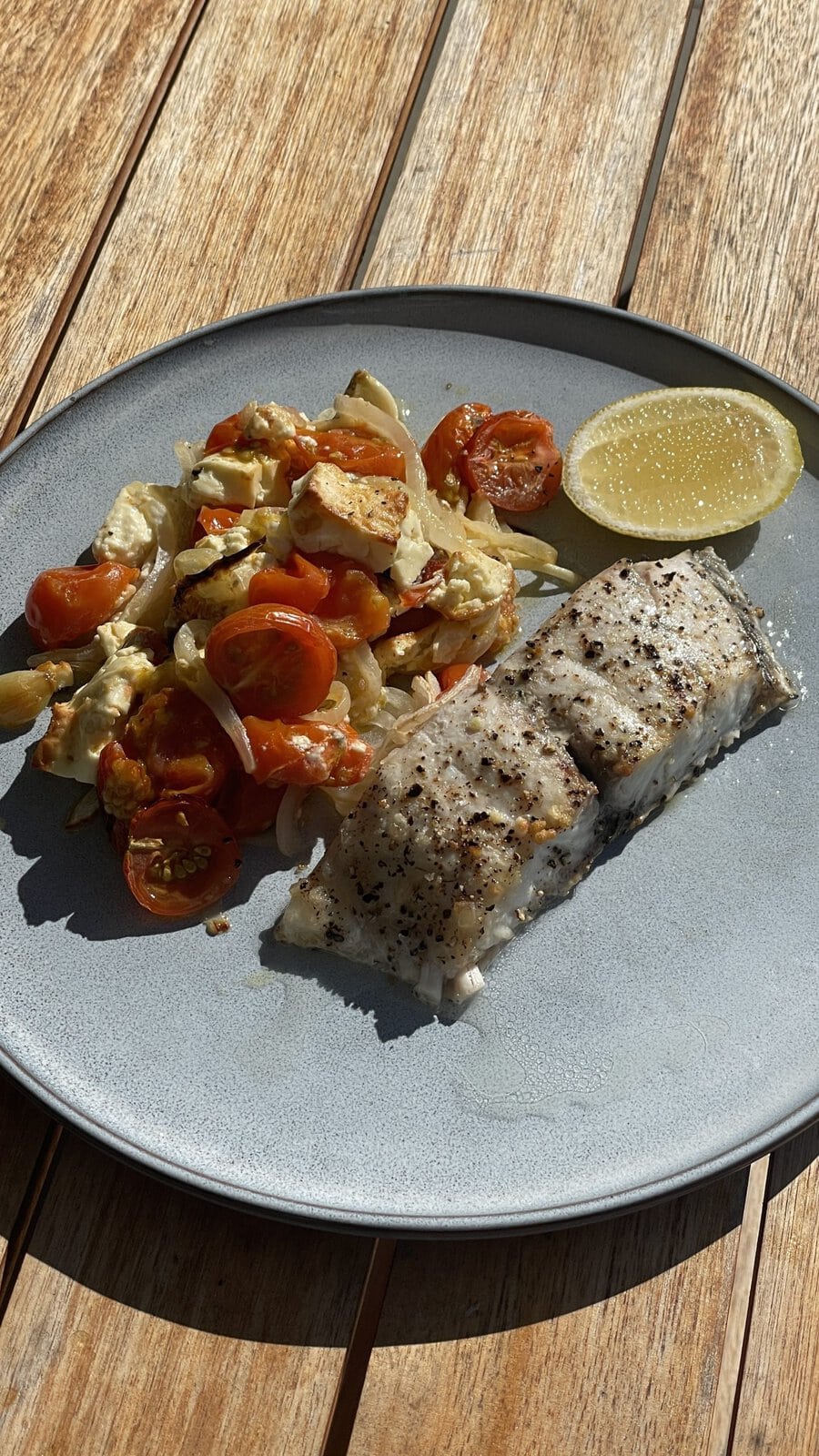 Roasted Barramundi, Feta and Cherry Tomatoes