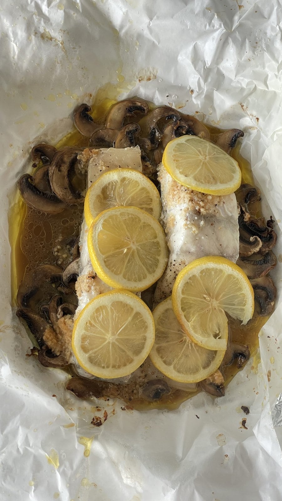 Oven Steamed Barramundi with Lemon Mushroom