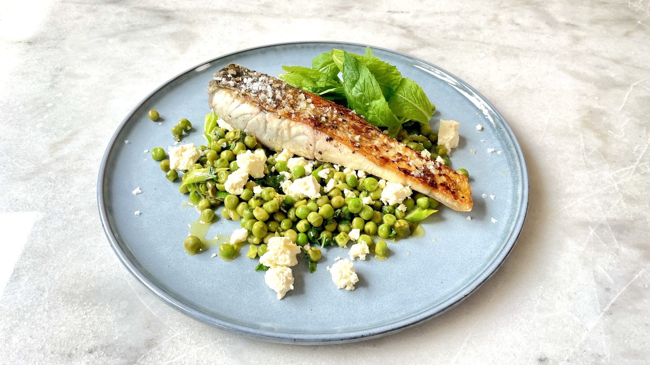 Barramundi with Peas and Feta