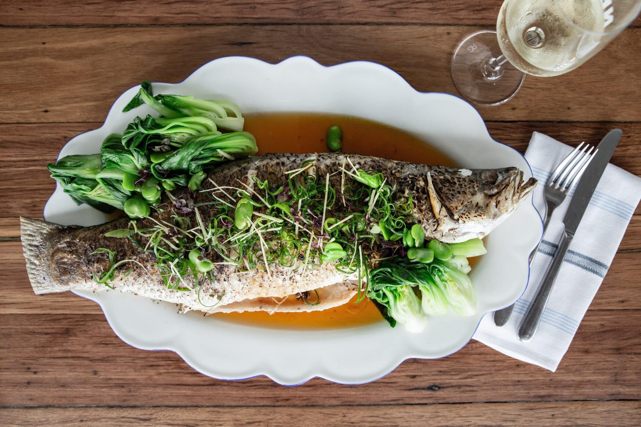 Pan Roasted Barramundi with Asian Greens